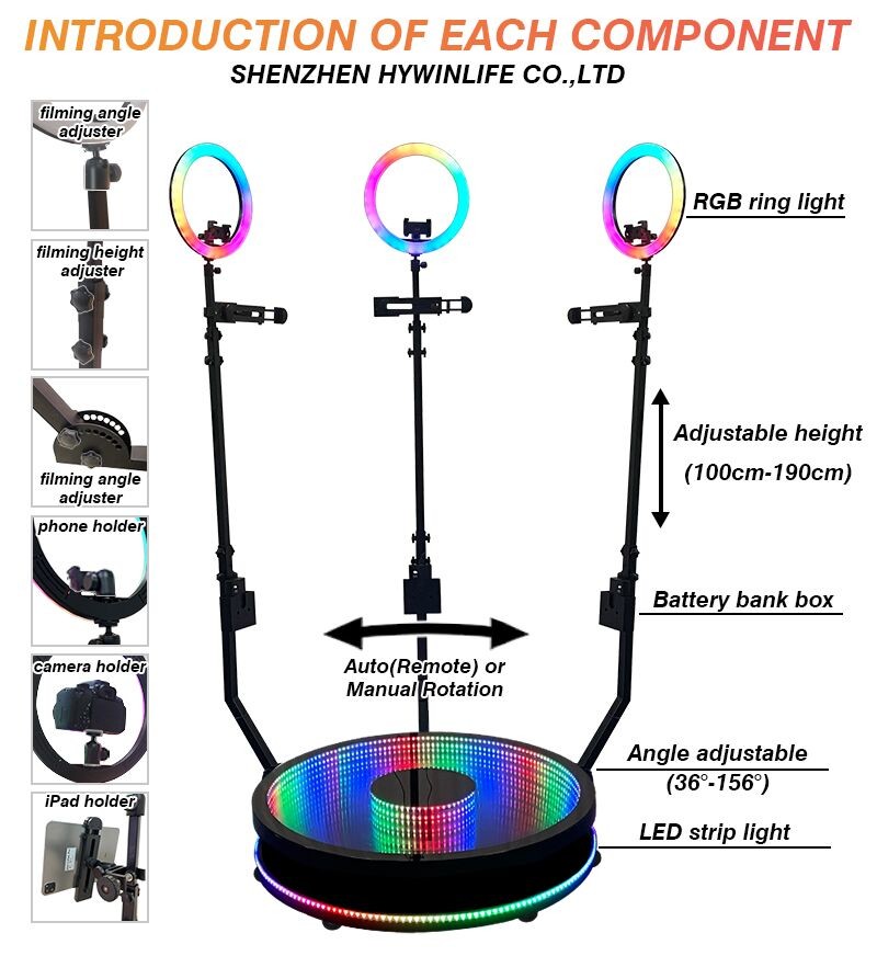 45.3" Spinner 360 Booth Machine With 7 People Stand Rotating Platform