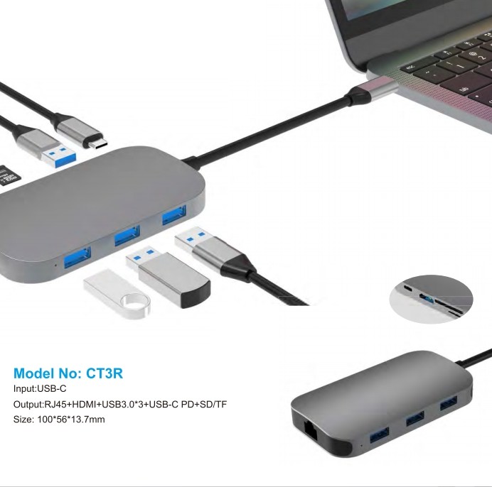 7 IN 1 portable USB C Docking Station HUB With 4K Display HDMI RJ45 for macbook