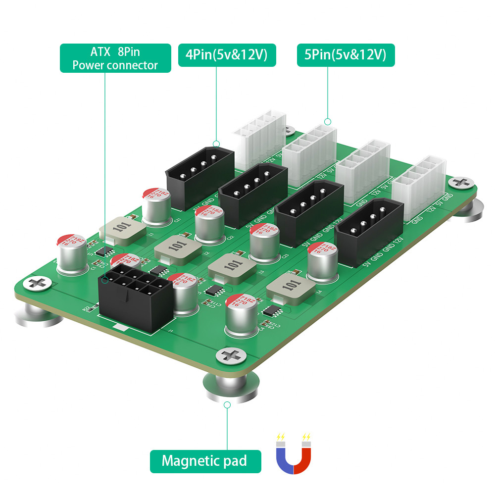 ATX 12V 3A Power Supply Breakout Adapter Board PSU 24 Pin 8pin