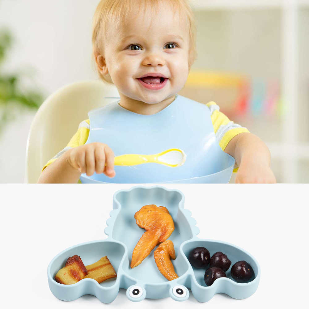 Blue Pink Lobster Baby Silicone Feeding Set 0-3 Years Old