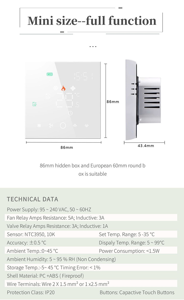 Smart Room Wifi Thermostat With Remote Sensor Touchscreen Display Alexa And Google Assist