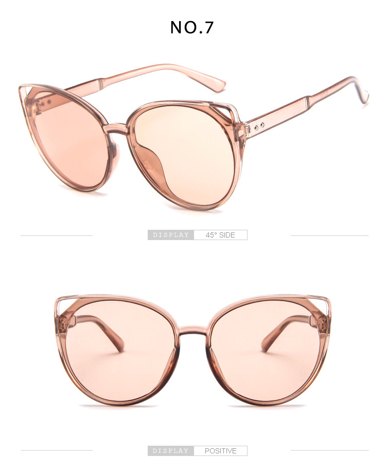 Female Silver Pink Lens Sunglasses Round Rose Gold Frame Retro Color Mirror Lens Glasses