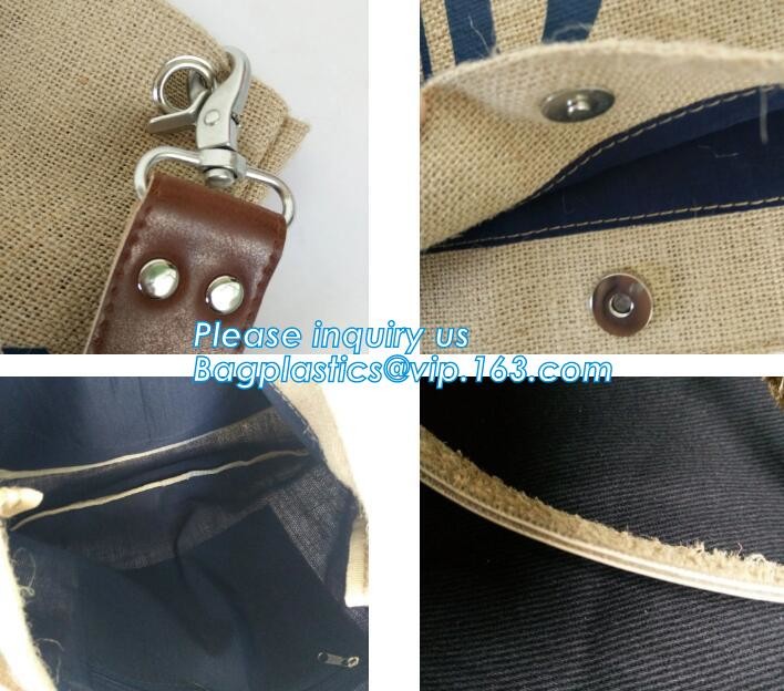 Multifunctional jute bag with low price,Natural Burlap Tote Bags Reusable Jute Bags with Full Gusset,shoulder strap plai