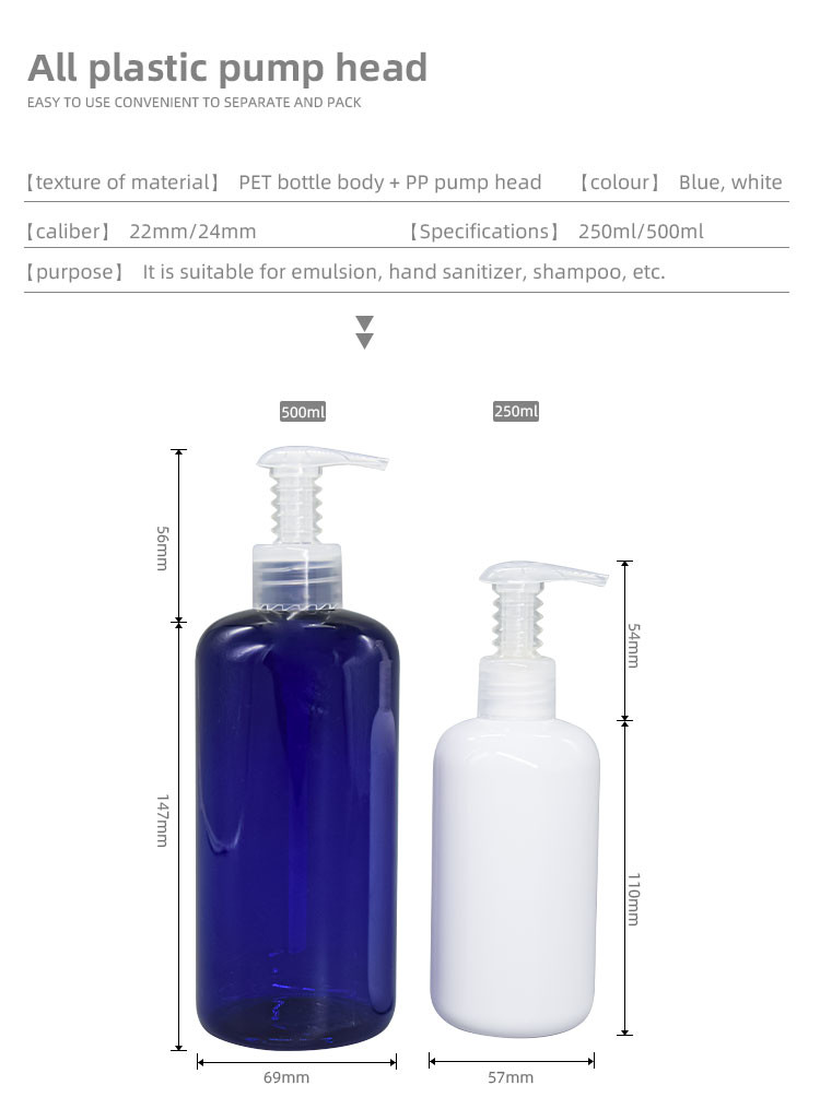 2cc Output Closure Mono Plastic PP Lotion Pump Dispenser With 300ml 500ml Bottle