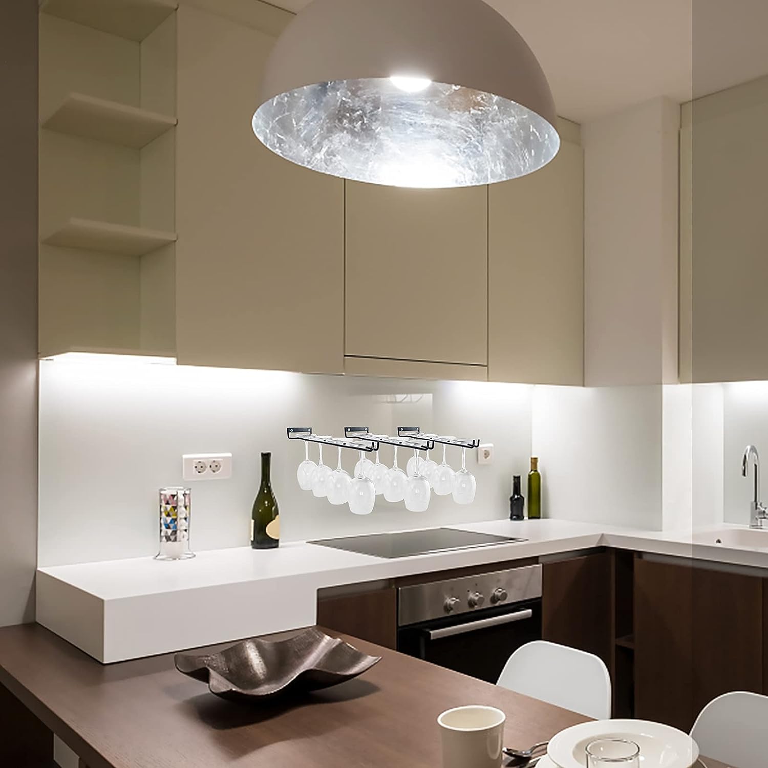 Upgrade Your Kitchen with this 11.8 Inch Wine Glass Holder Under Cabinet Hanging Rack