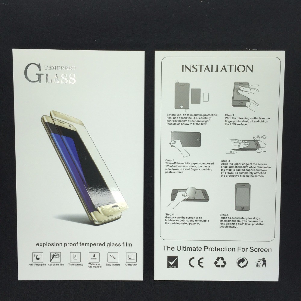 Creative customized OEM tempered glass screen protector package for retail packing box