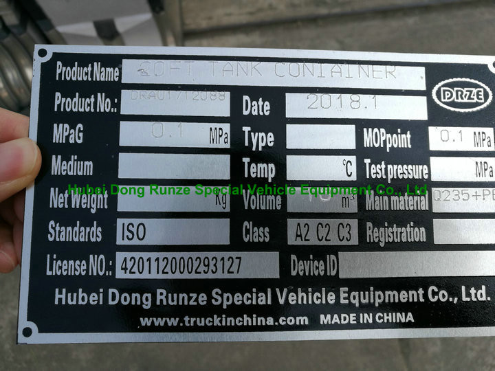 Chemical 20ft Tank Container For High Corrosive Hydrochloric Acid , Sodium Hypochlorite