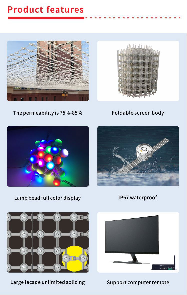 T20 Advertising Display LED Mesh Screen Flexible Transparent for Outdoor Building