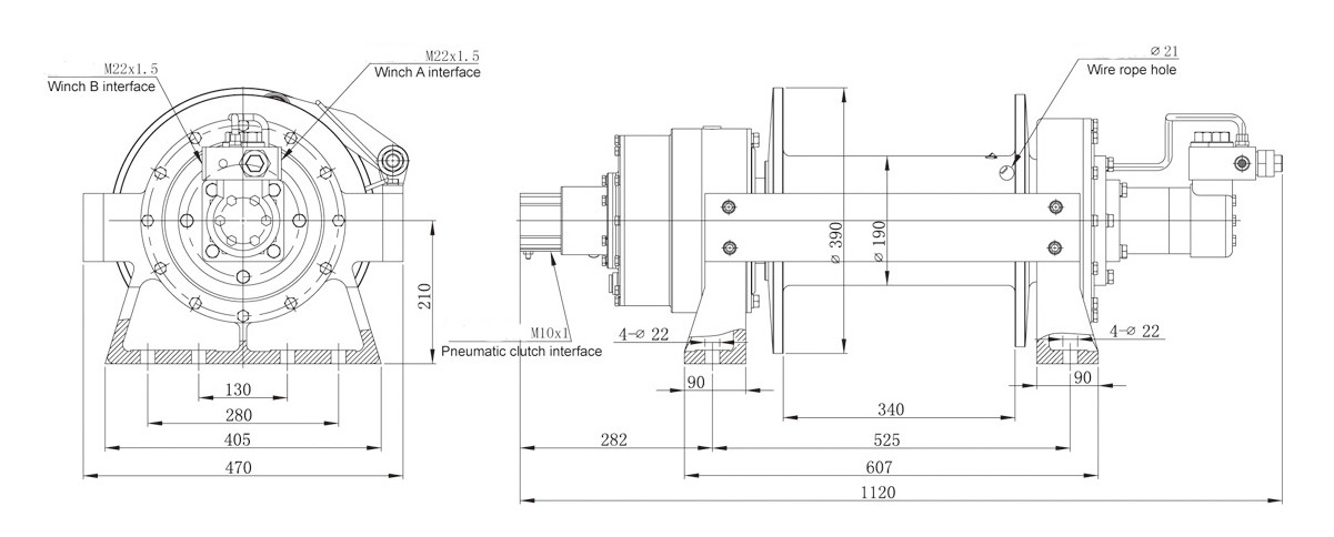 Recovery Vehicle 18mm 22000lb Industrial Winch 10T