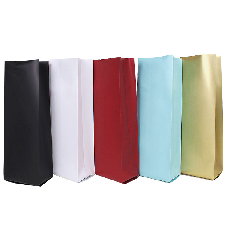 Glossy Matte Laminated Four Side Sealed Coffee Pouches 150 Microns with Valve And Tin Tie