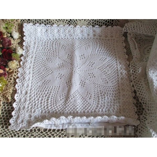 square Asian style colorful corchet hook made cotton pillow cover cushion overlay as home