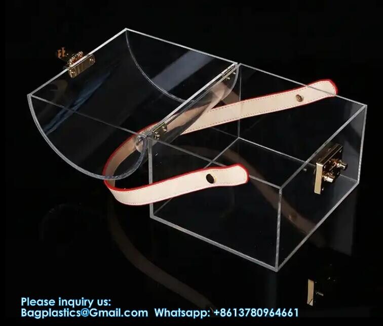 High-End Bamboo Handle Acrylic Portable Square Box Portable Candy Gift Box