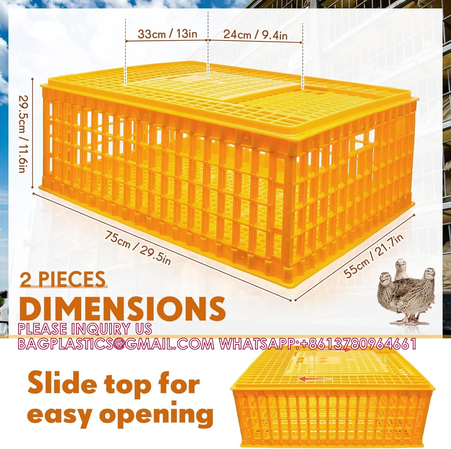 Poultry Carrier Crate Chicken Transport Cage Bird Chicken Carrier Travel Crate Basket Box