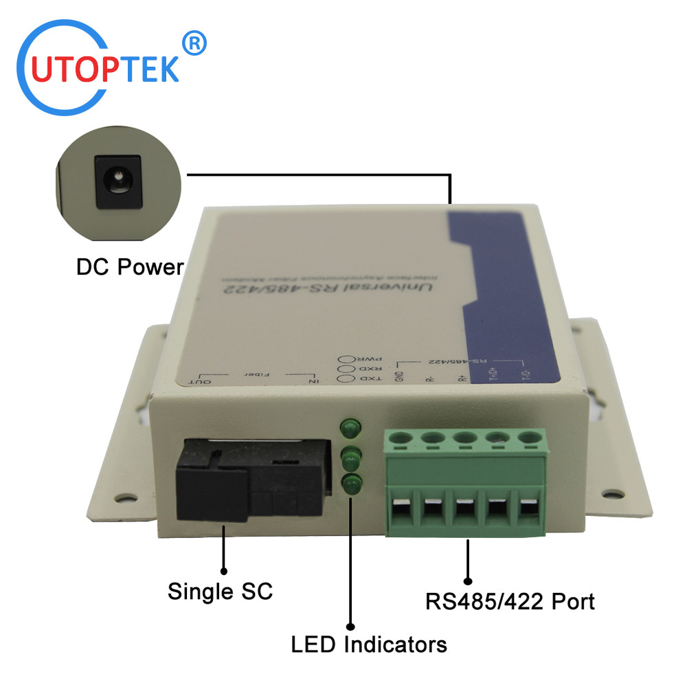 Serial Rs485/Rs422 over Fiber SM Bidi SC/ST/FC 20km Fiber modem media converter for Contact Closure Alarm System Using