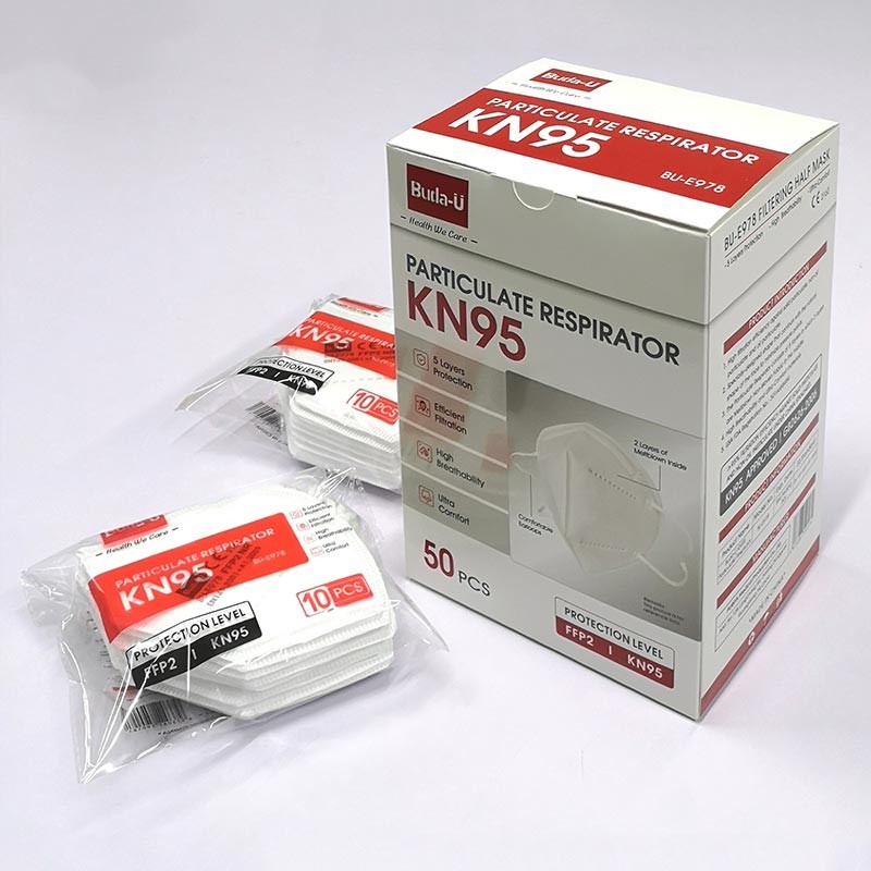 BU-E978 KN95 Respirator Face Mask , 5 Layers Protective Facepiece Particulate Respirator Embossing Print