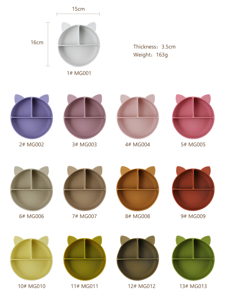 Cat Style Kids Silicone Bowl , Colorful Silicone Divided Suction Plate OEM