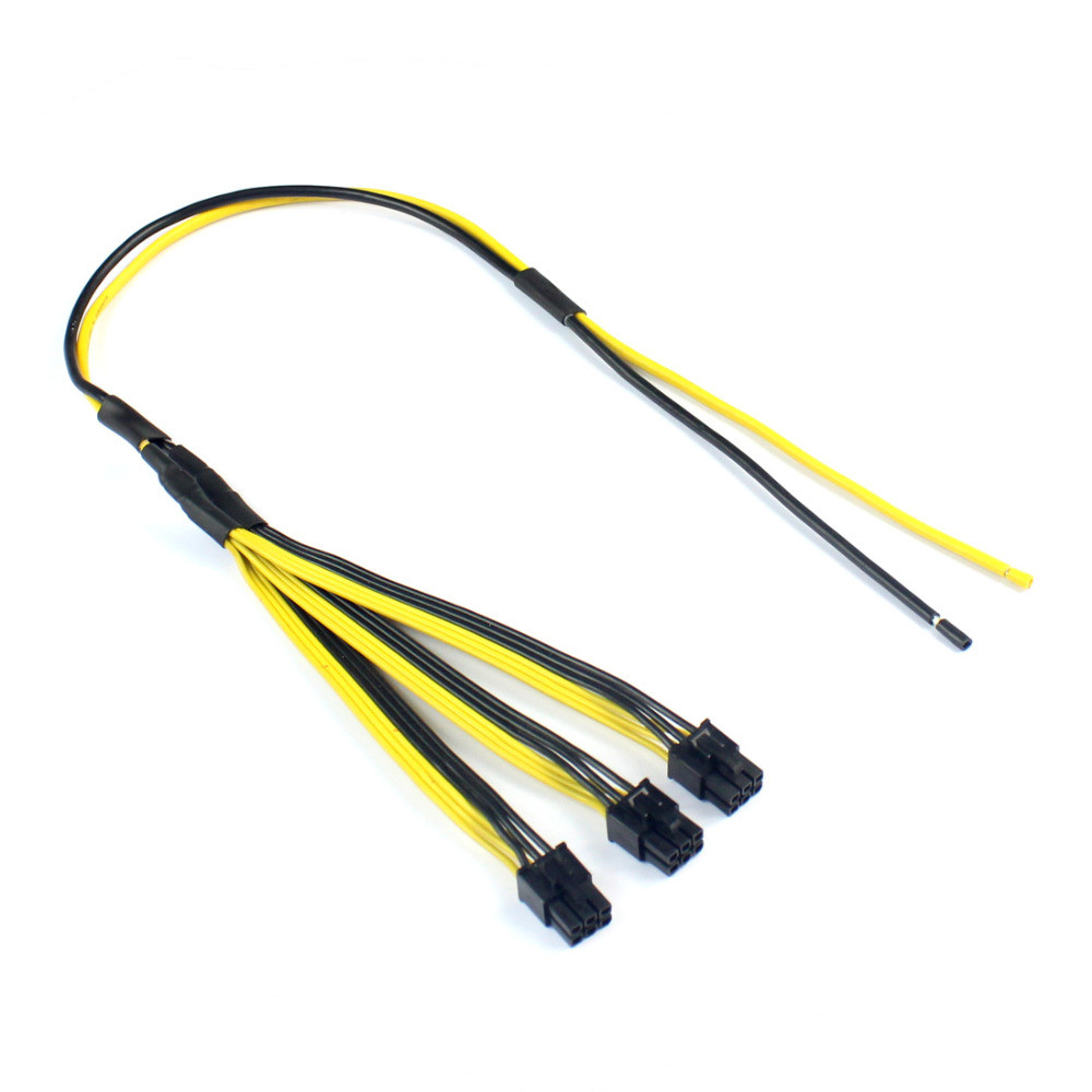 S7 S9 3 Way Extension Cord Splitter Power Cord Splitter Cable For BTC Miner PCIe PCI Express