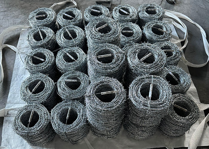 500 Meters Barbed Wire 12.5 gauge Galvanized Barbed Wire With 14 gauge 4-point barbs