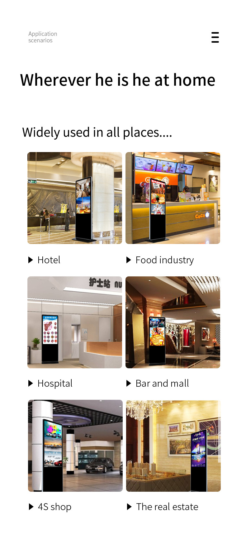 Android Indoor Digital Advertising Display 43" 50" 55" 65" Optional