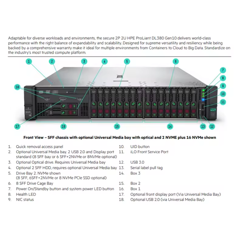 DL380 G10 Gold 5218 Server CPU HPE Memory Server Computers with Fast Processing Speed