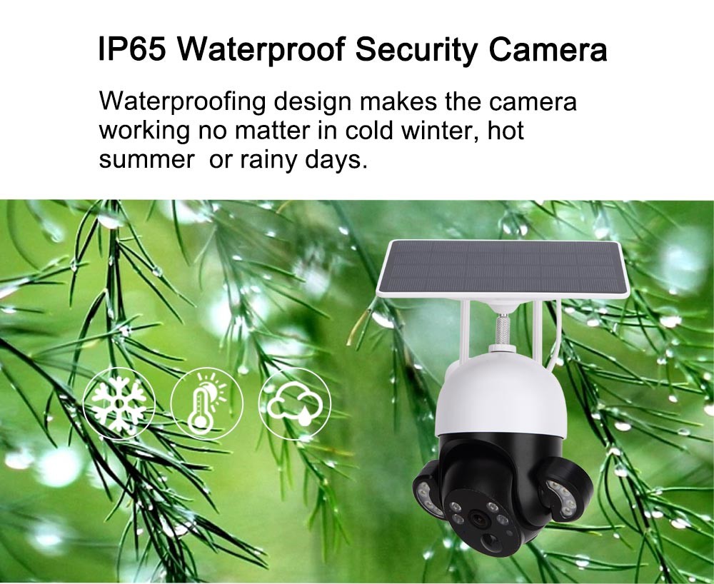 WiFi 4K Home Security Camera Built In Siren IP65 Weatherproof Solar Powered WiFi Camera