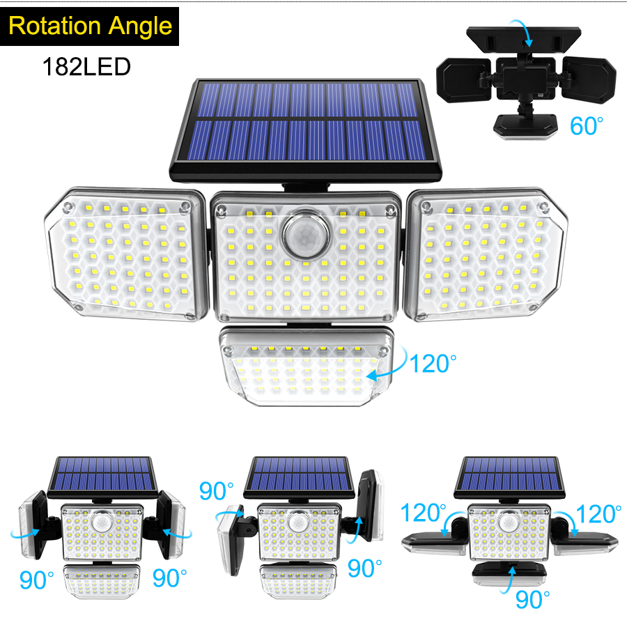 2400mah 181LED Motion Sensor Solar Lamp IP65 1200LM For Garage Garden