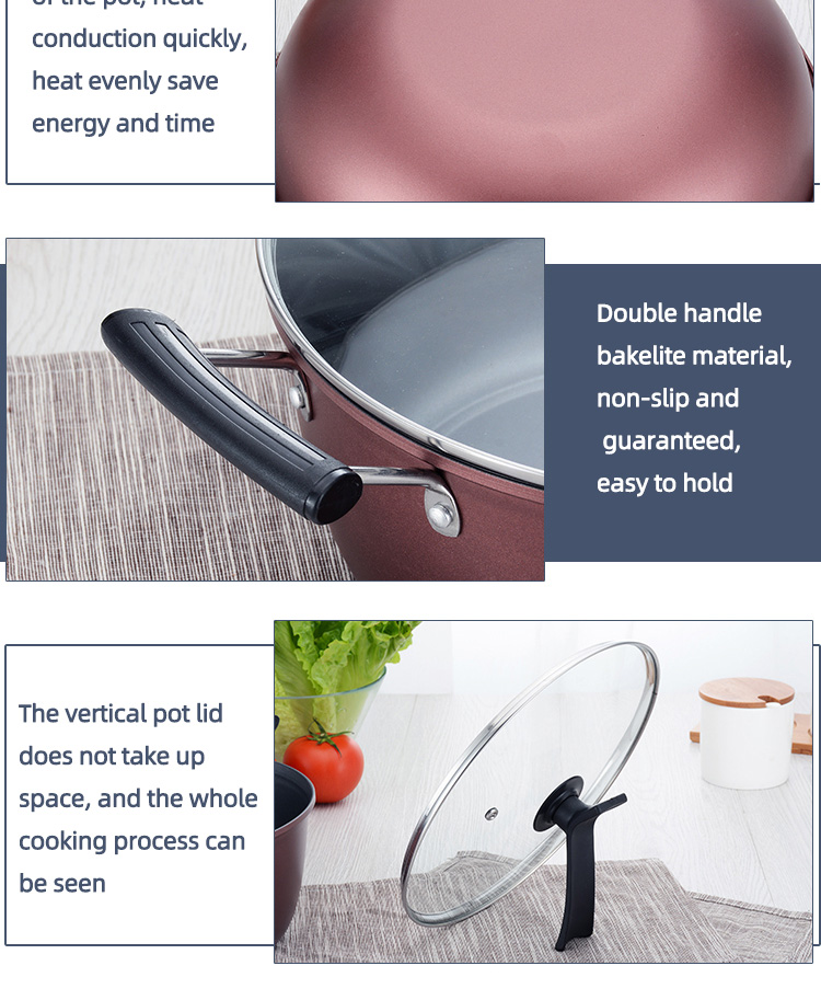 6 Pieces Red Cast Iron Cookware Set Nonstick Soup Pots For Kitchen