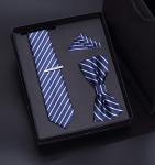 Custom Fashion High Quality Mens Red Necktie Tie Gift Set Hanky With Bowtie Clip