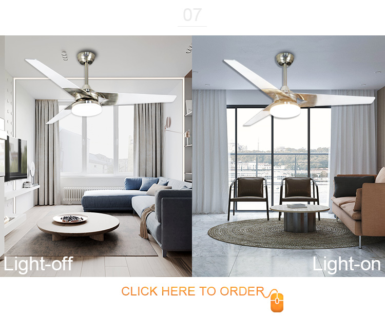 52 Inch 3 Blades Air Cooling LED Ceiling Fan Light with Remote Control and MDF Blades