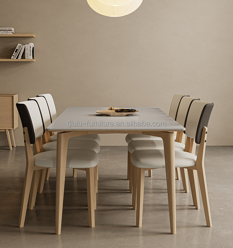 Home Furniture Classical Wooden Modern Oak Dining Chair Living Room Furniture Solid Wood PU Leather Finish Nitrolacquer