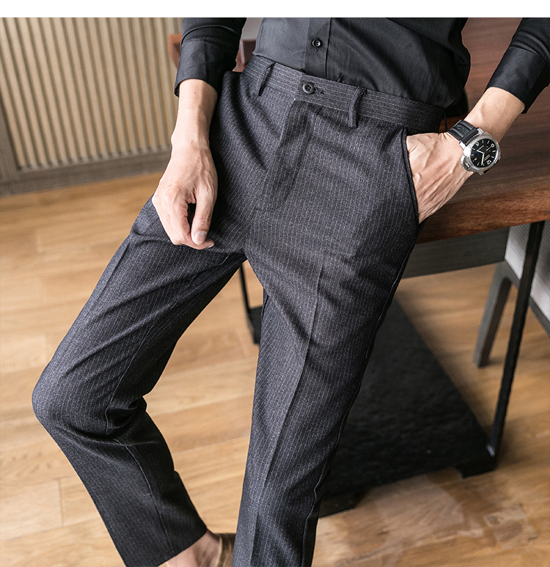 Formal Wedding Wear Men's Suit Pants Blazer Dress Pants with Slim Fit and Zipper Fly
