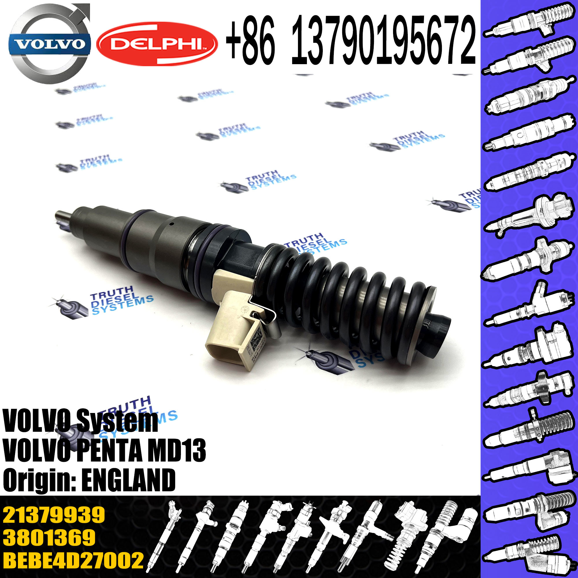 original Diesel Fuel Injector 3801369 BEBE4D18002 BEBE4D27002 3847790 21379939 E3/E3.18 for VOL PENTA MD13