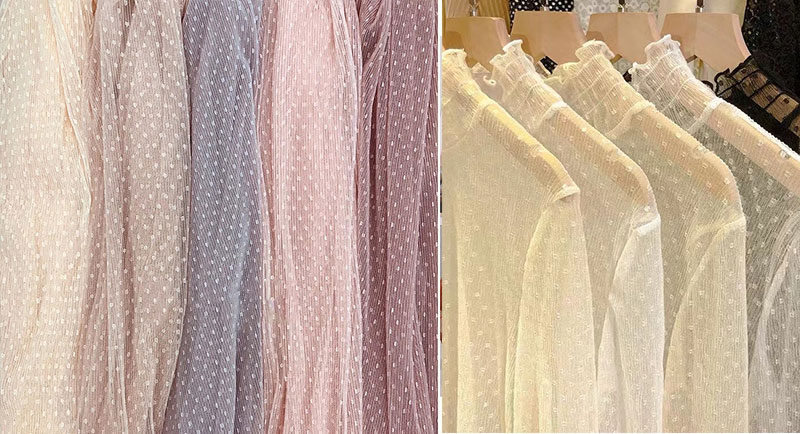 145cm Wedding Dress Mesh Crepe Woven Fabric Dot Tulle Style 50-90gsm