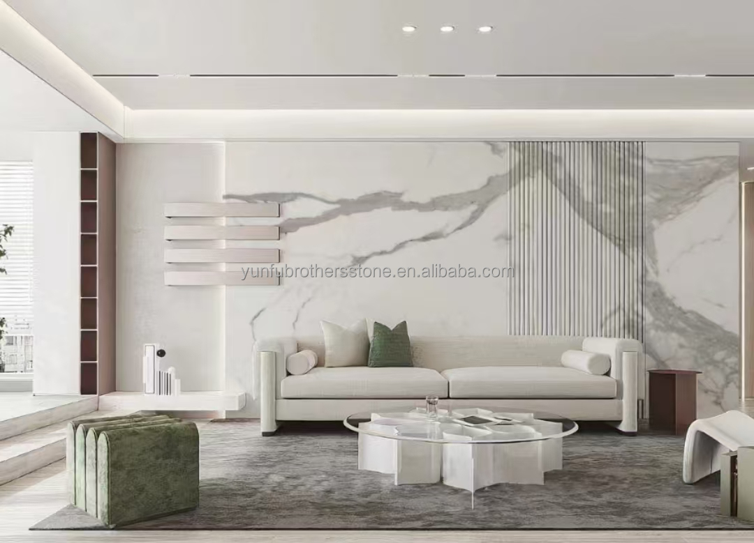 Modern Design Italy White Calacatta Marble Slab for Kitchen Countertop and Wall Panel