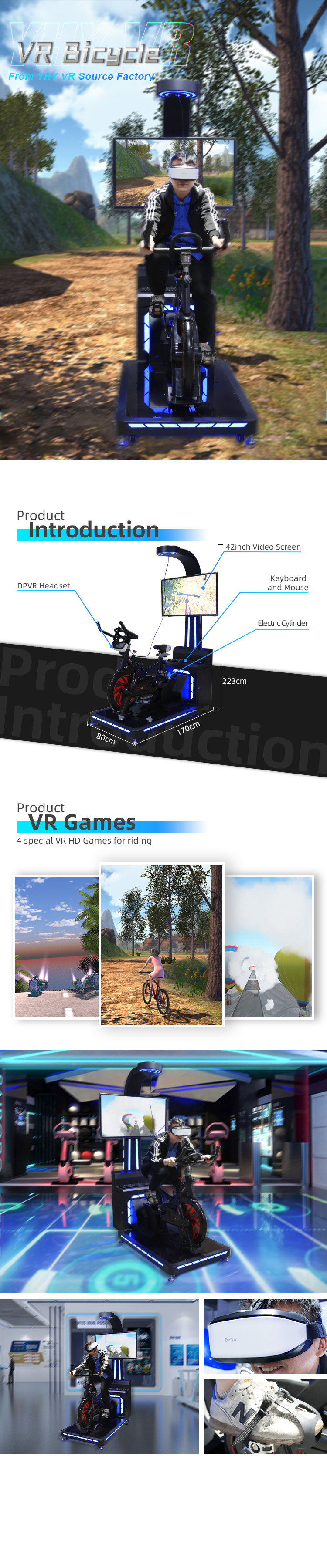 42 Inches Screen Fitness 9d Vr Motion Simulator Bicycle Sport Game Simulator