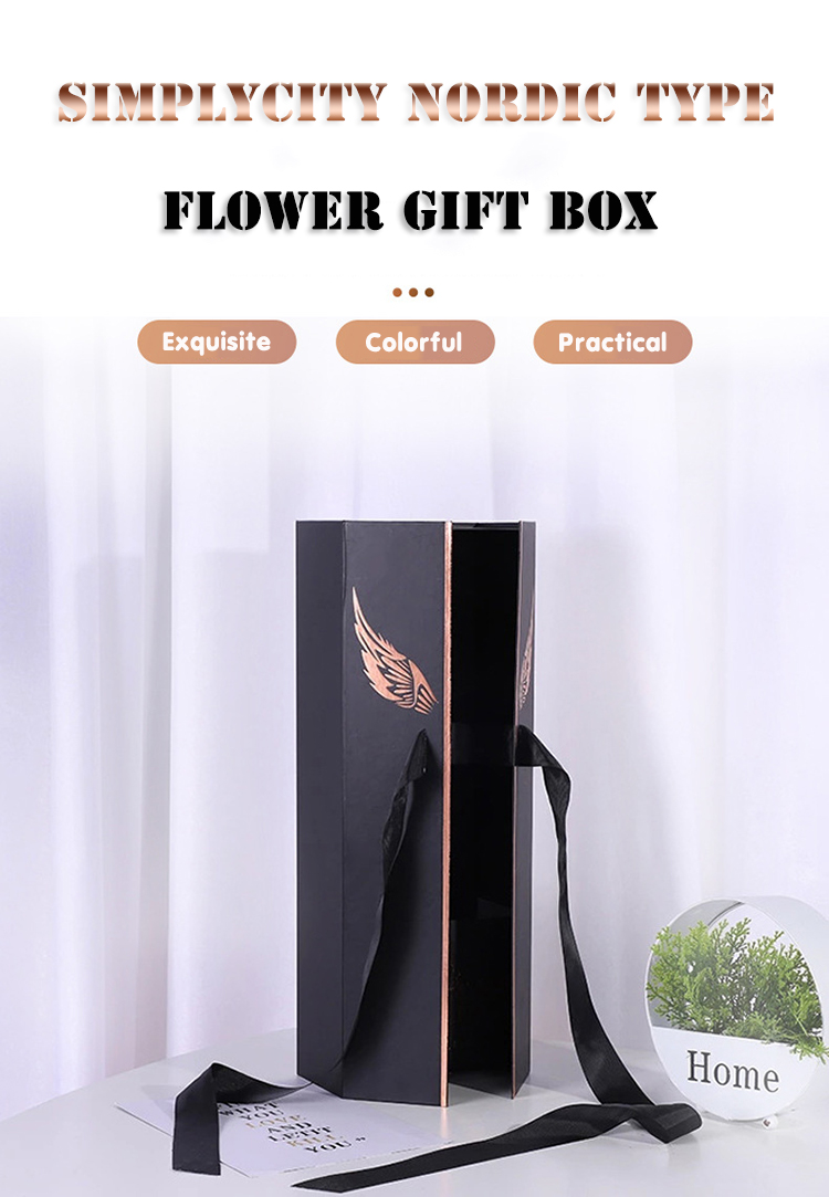 Black Square Cardboard Foldable Luxury Flower Gift Box Flower Packaging Box Paper Flower Box
