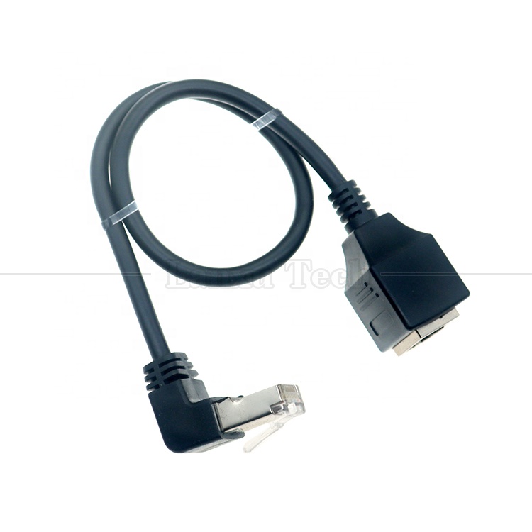90 Degree Angle RJ45 Male to RJ45 Female Socket Cat5e Ethernet Lan Cable