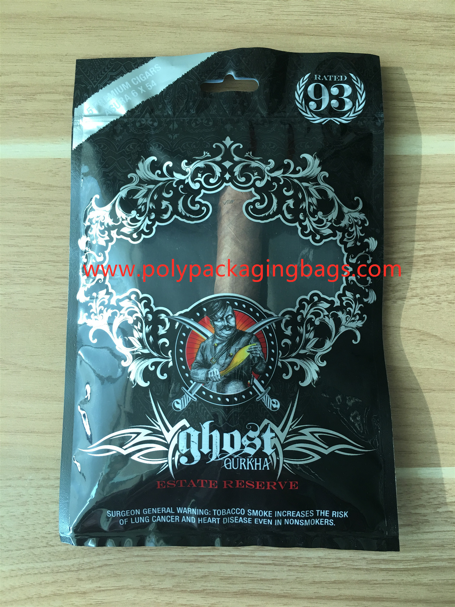 Universal Zipper Plastic Moisturizing Cigar Pouch Bag Classic Black Color