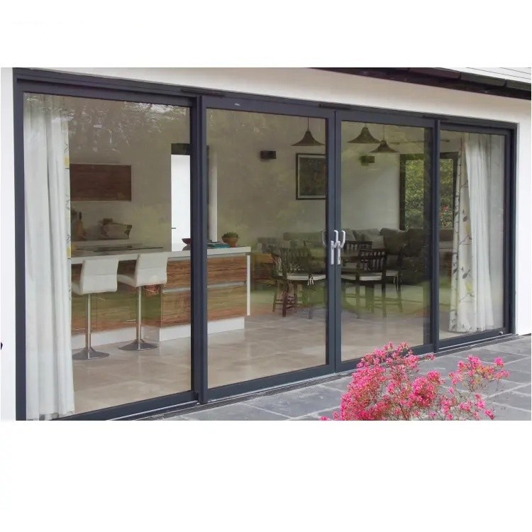 Aluminium Double Tempered Glass Energy Efficient Sliding Door