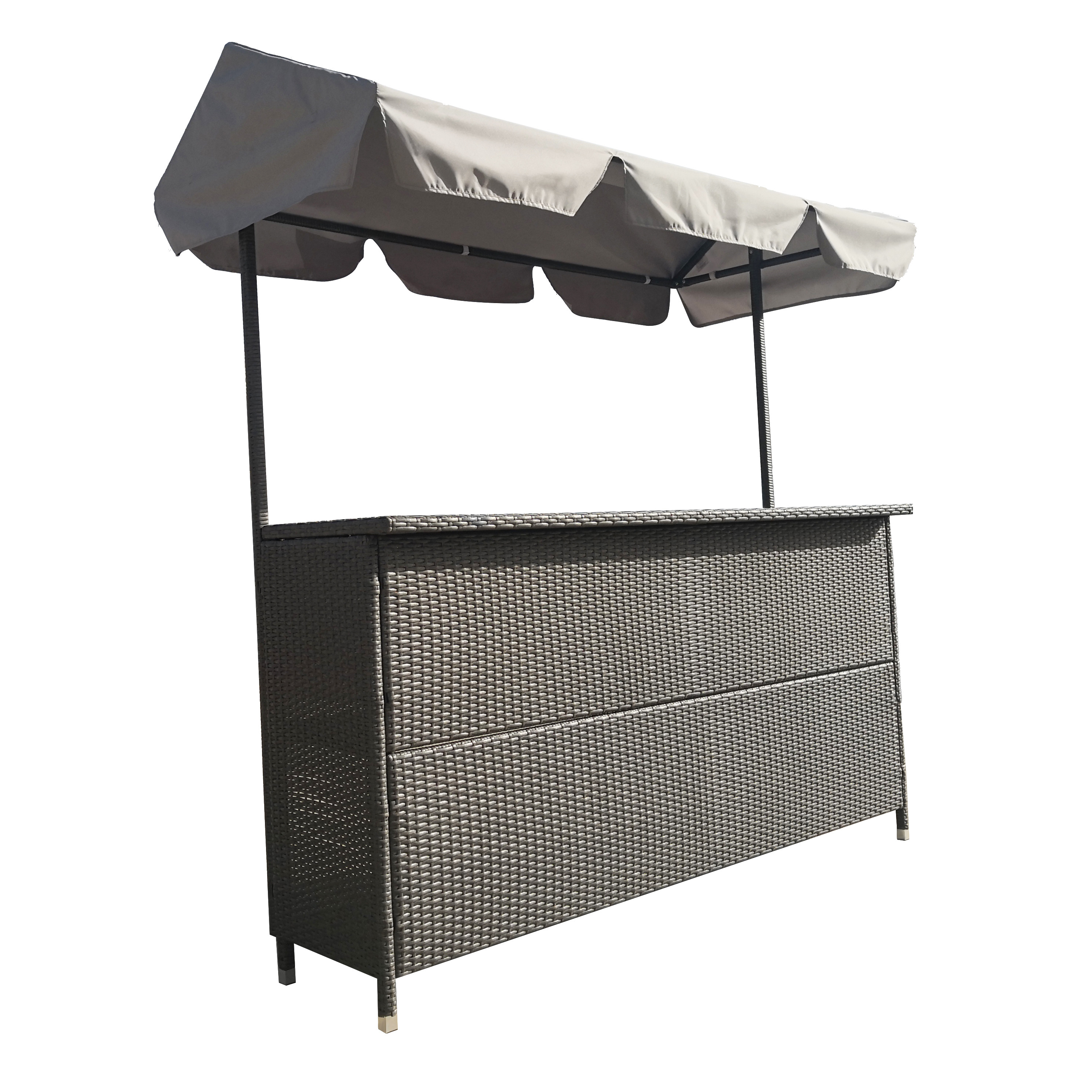 Rattan Effect Night Club Bar Counter Tiki Outdoor Rattan Bar Furniture With Roof Garden Rattan Table Bar Table Canopy