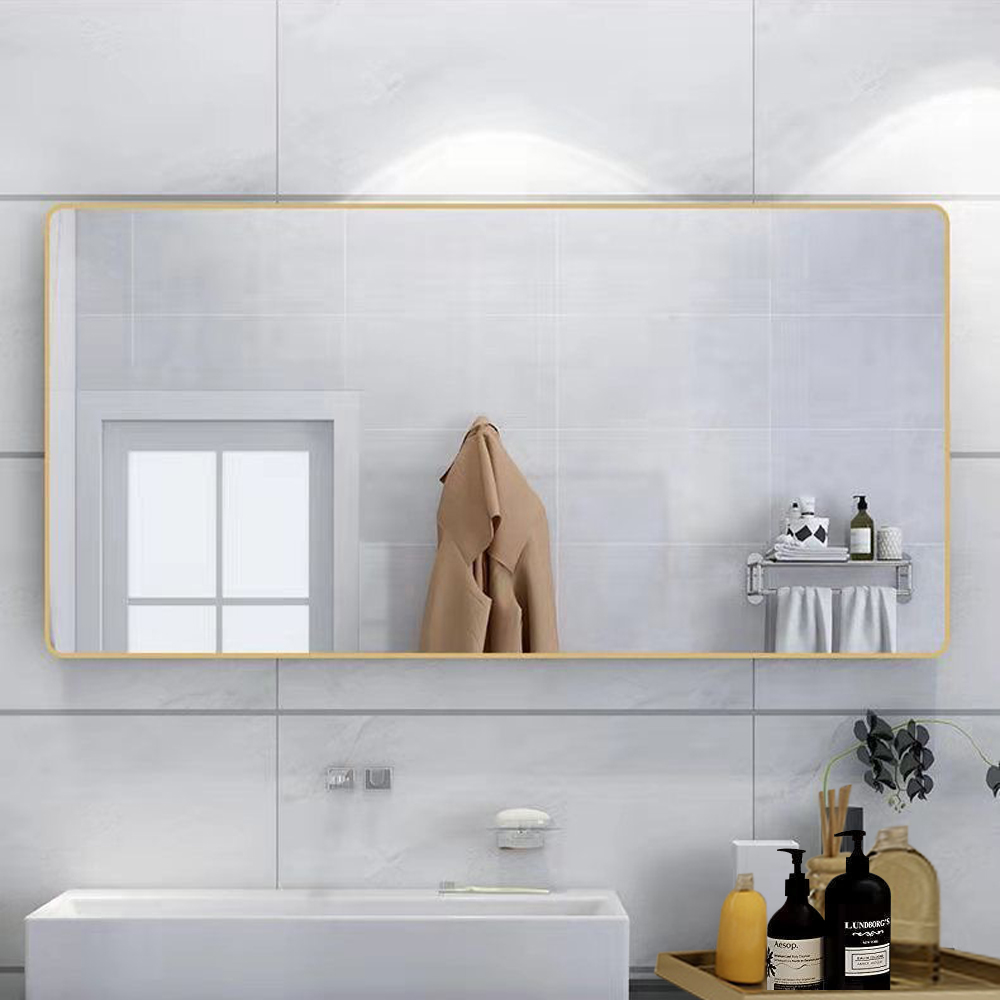 Home Wineshop Must-Have Art Deco Design Style Genuine Gold Vanity Framed Wall Mirror