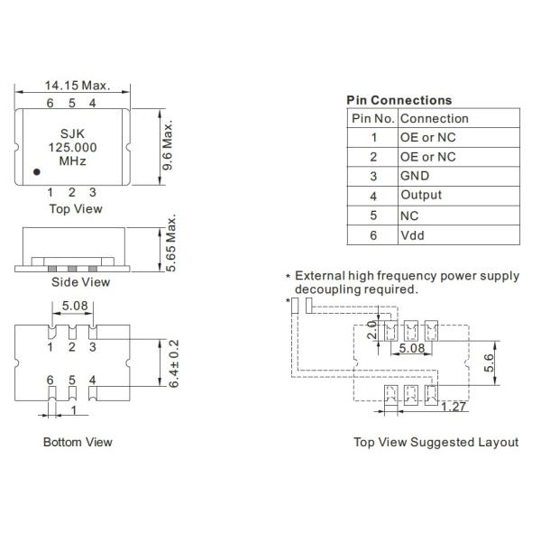 9N Series SMD 14 X 9 Crystal Oscillator 1MHz To 170MHz HCMOS Output High Frequency And Stability Low Power Consumption
