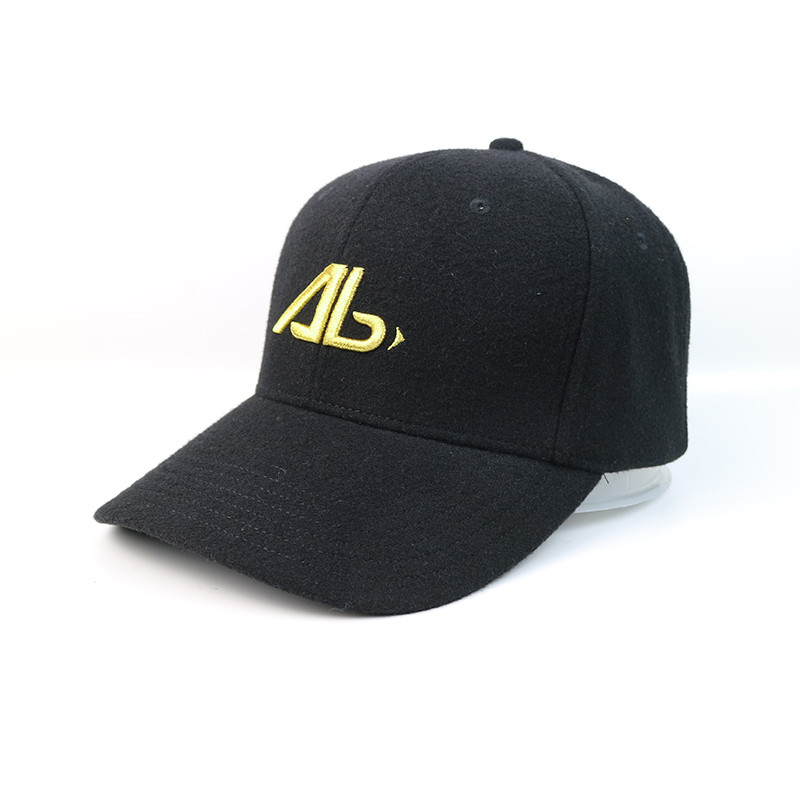 Unisex Black Color Embroidered Youth Baseball Hats / Fashion Design 6 Panel Snapback Hats