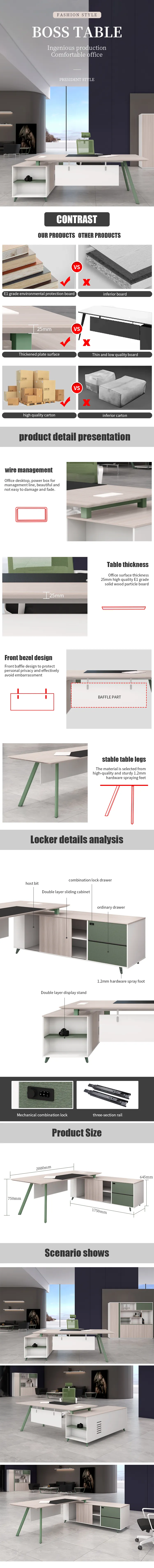 Modern Commercial Furniture'S Executive CEO Melamine Office Table Extendable