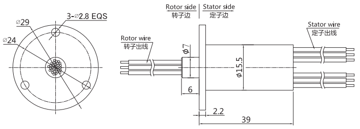 um0155 series UM0155 Series USB3.0 Signal Slip Ring slip ring Drawing 