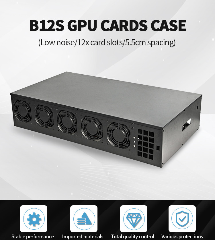 G3900 12 Gpu Ethereum Mining Rigs GPU Rig Case With Double Row Fans