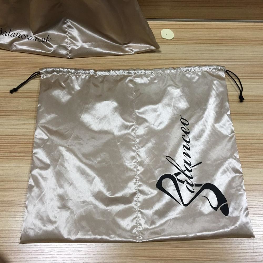 Security Soft Drawstring Bag , Hot Stamping Surface Handling Satin Shoe Bag