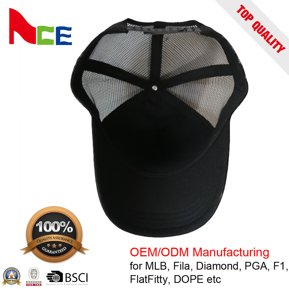 58cm Size Polyester Trucker Hat / All Black Trucker Hat Embroidered Pattern