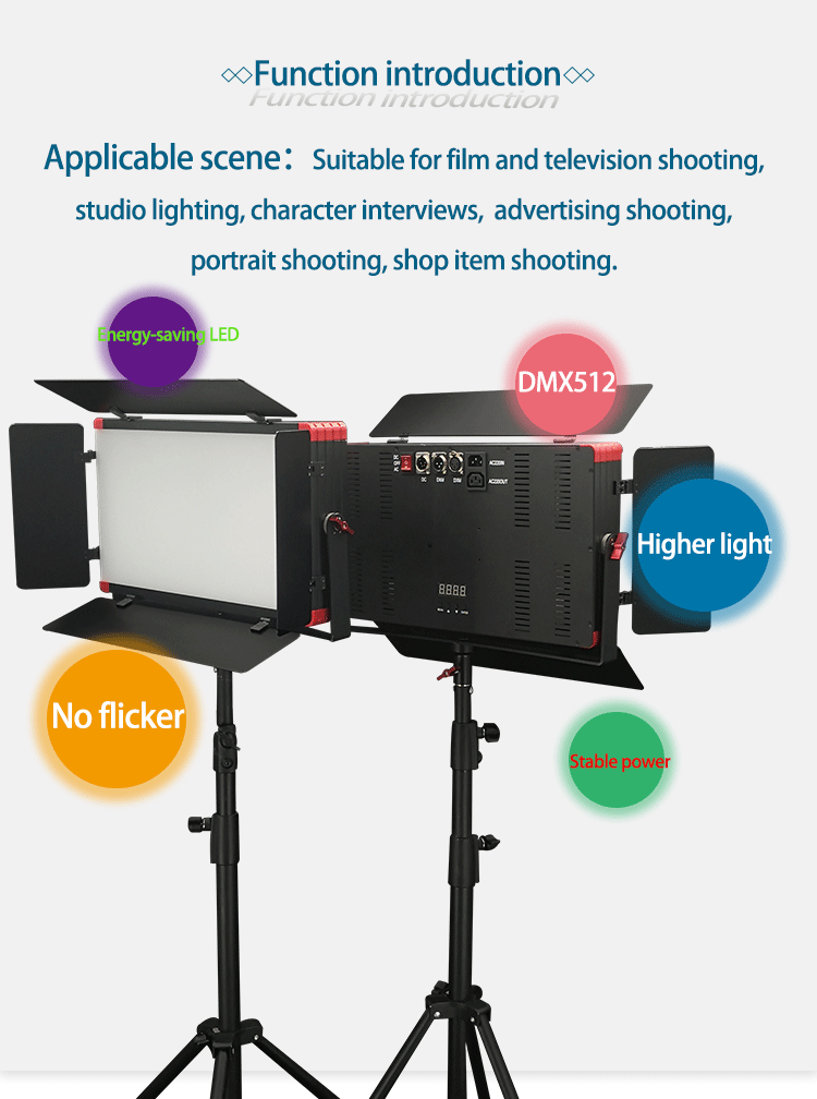 Aluminum Alloy Acrylic Covering LED840 DMX512 Portable Light for Photographic Shooting