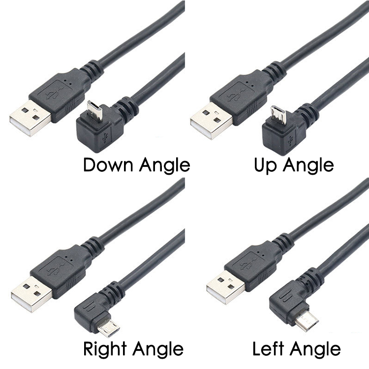1M 2M 3M 5M Data Charging 90 Degree Right Left Up Down Angle Micro V8 USB Cable